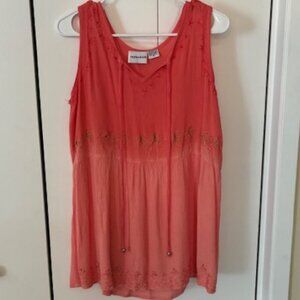 Sleeveless gauzy light weight ladies top, orange